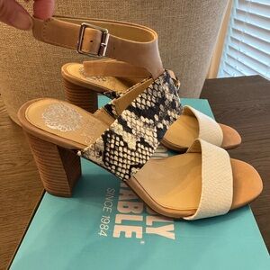 Stylish Women's Snake Print and White Sandals